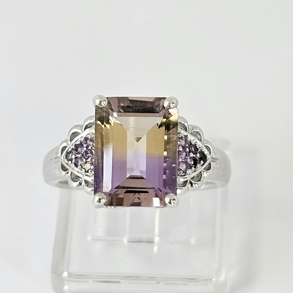 Natural Ametrine & Amethyst Sterling Silver Ring Size 6!